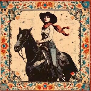 ✨Scarf~Western Cowgirl Horse Print Square Scarf | Boho Southwestern